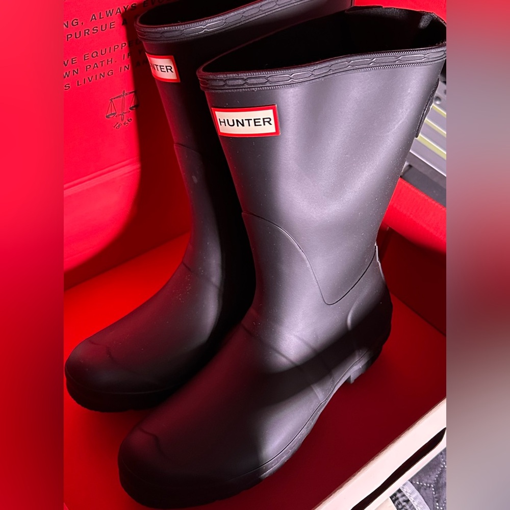 Hunter Black Winter Rain Boots Adjustable Buckle - Picture 3 of 6